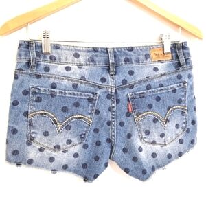Levi's shortly short size 7 blue polka dot denim